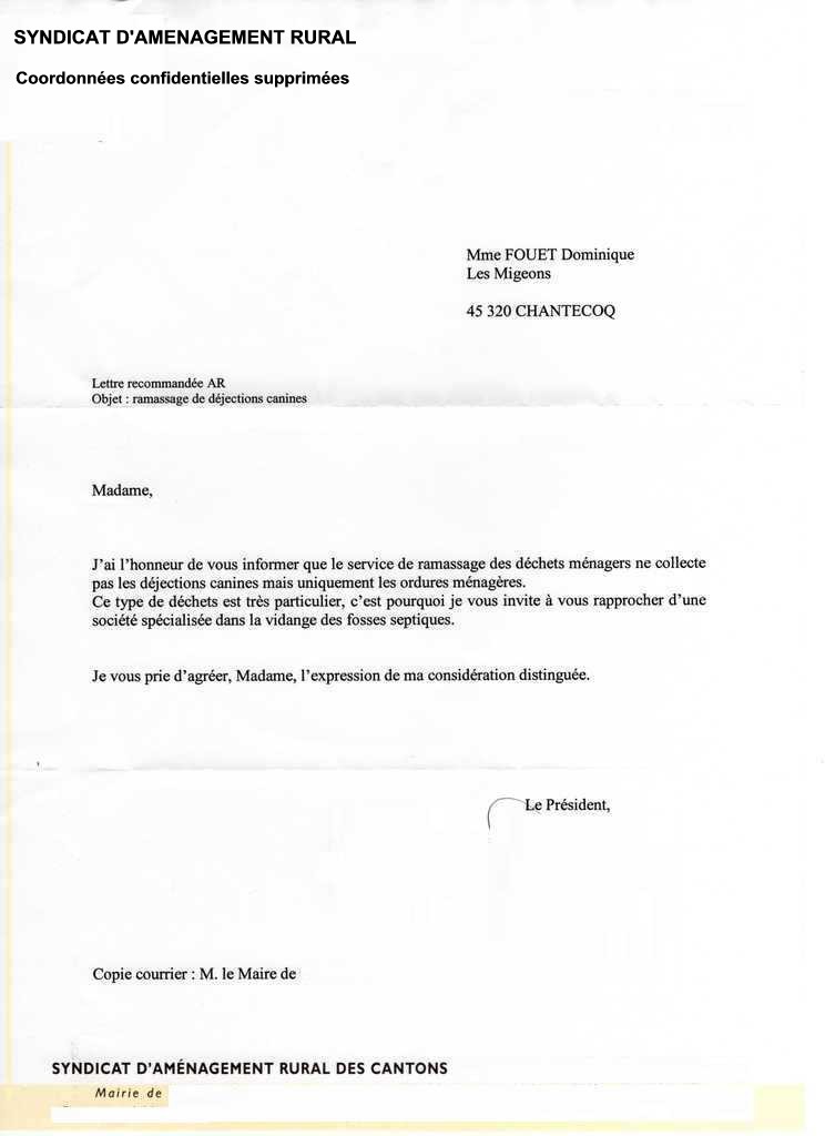 courrier taxe ordure menagere